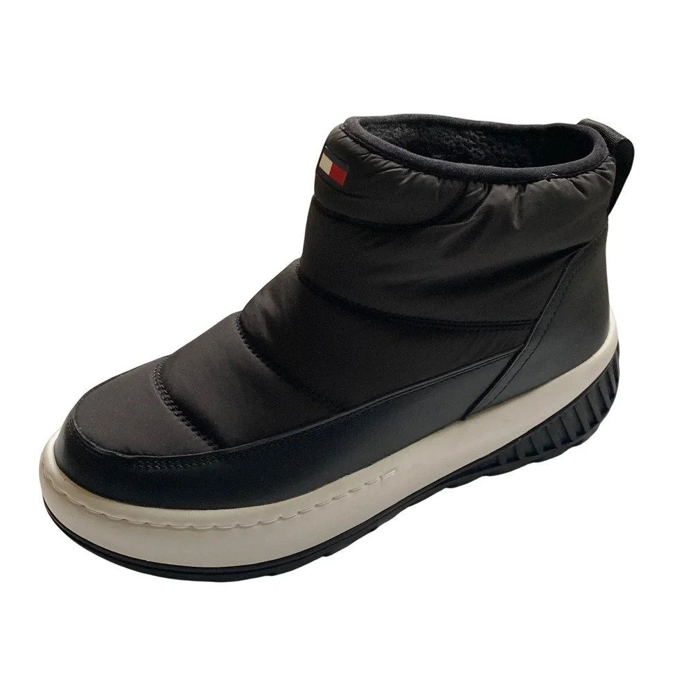 Tommy Hilfiger Womens‎ Black Puffer Ankle Boots Faux Fur Lined Platform 6.5 NWOB